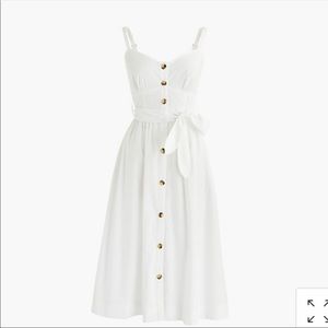 J.crew Classic White Button Cotton MIDI Dress NWT